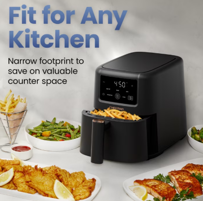 Chefman TurboFry 3-in-1 Air Fryer, 450°F Max Temp with 3.5 Qt. Nonstick Basket – Black - Image 2