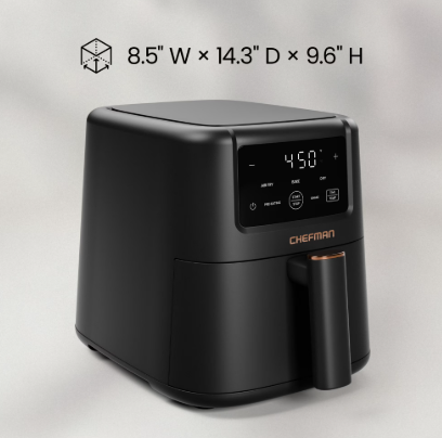 Chefman TurboFry 3-in-1 Air Fryer, 450°F Max Temp with 3.5 Qt. Nonstick Basket – Black - Image 3