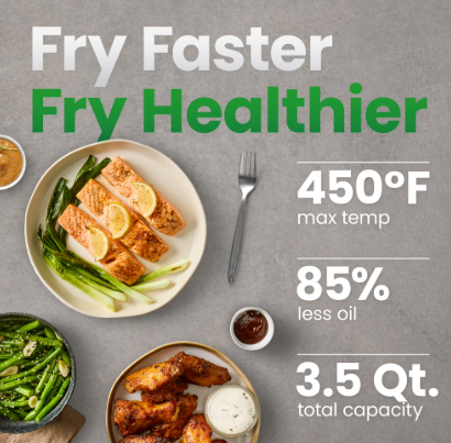 Chefman TurboFry 3-in-1 Air Fryer, 450°F Max Temp with 3.5 Qt. Nonstick Basket – Black - Image 4