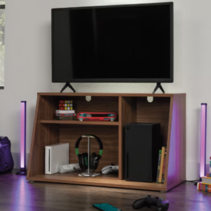 Mainstays Gamer TV Stand Console for TV's up to 32", Warm Walnut Finish